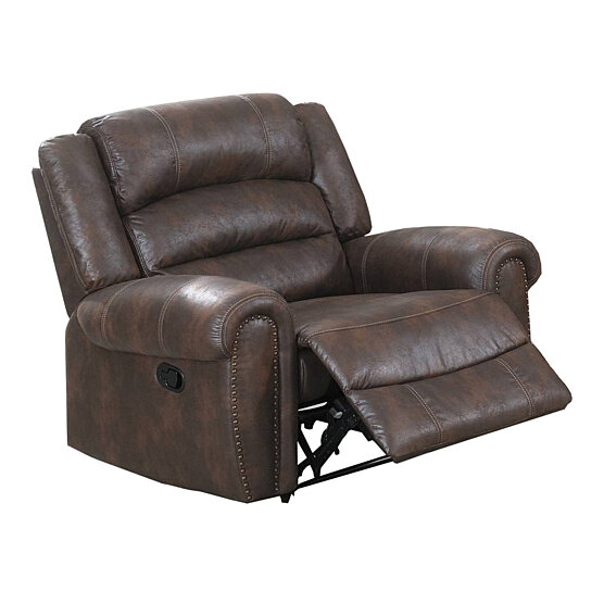 Saltoro Sherpi Leatherette Manual Motion Recliner with Tufted Ba